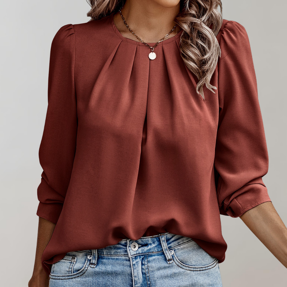 Pleated Satin Blouse for Women