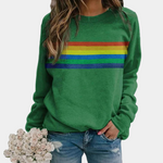 Long-sleeve colorful striped sweatshirt for women