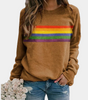 Long-sleeve colorful striped sweatshirt for women