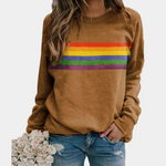 Long-sleeve colorful striped sweatshirt for women