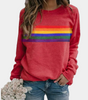 Long-sleeve colorful striped sweatshirt for women