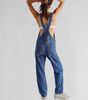 Cross-Back Denim Overalls for Women