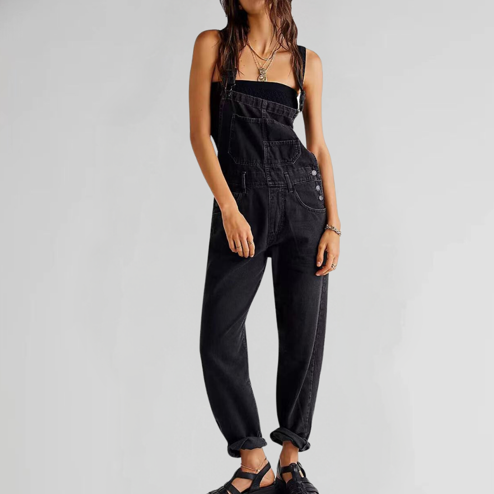 Cross-Back Denim Overalls for Women