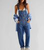 Cross-Back Denim Overalls for Women