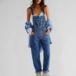 Cross-Back Denim Overalls for Women
