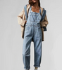 Cross-Back Denim Overalls for Women