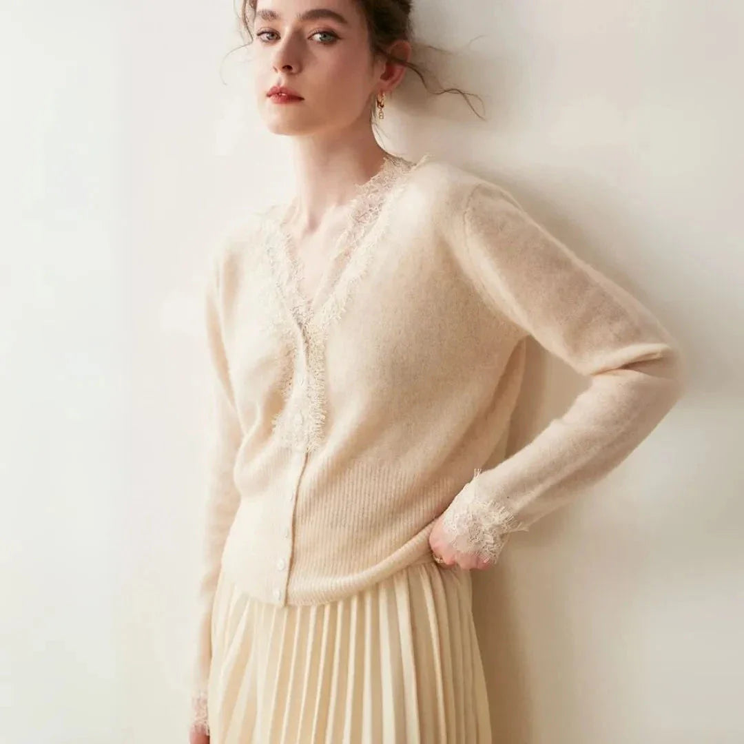 Lace Trim Cardigan for Women