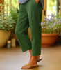 Straight cotton and linen pants for women