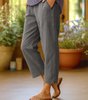 Straight cotton and linen pants for women