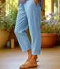 Straight cotton and linen pants for women