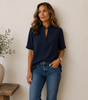 V-Neck Blouse with Refined Detail for Women