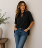 V-Neck Blouse with Refined Detail for Women