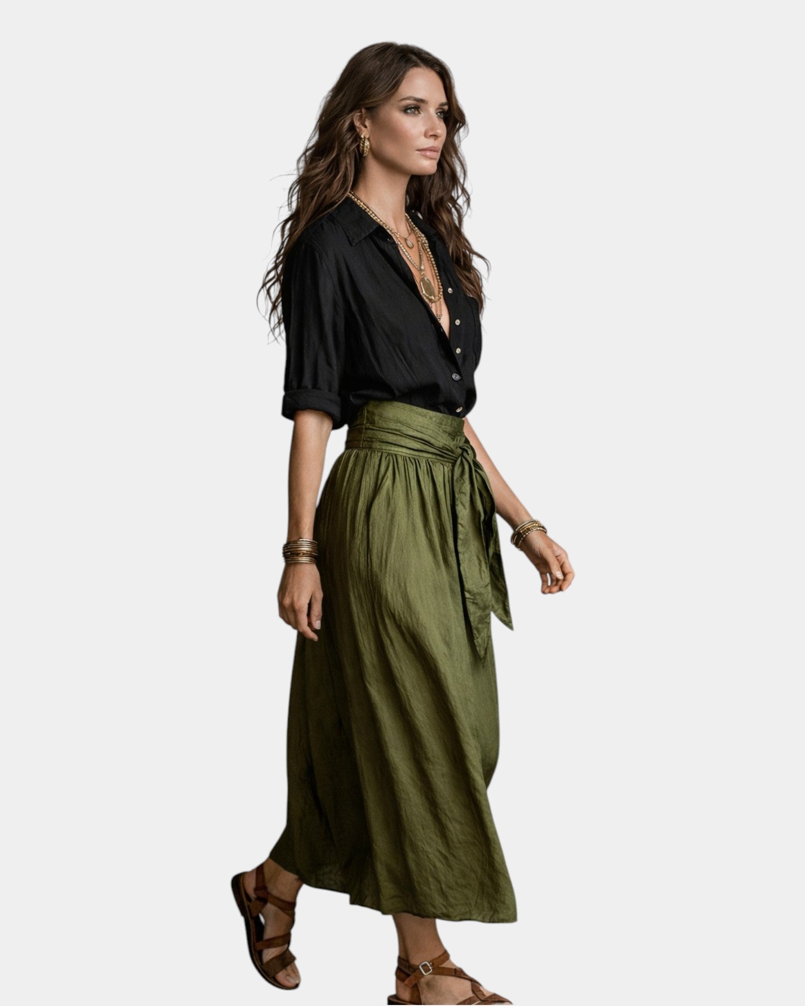 High Waist Midi Skirt and Shirt Set for Women | Ideal for Everyday Wear