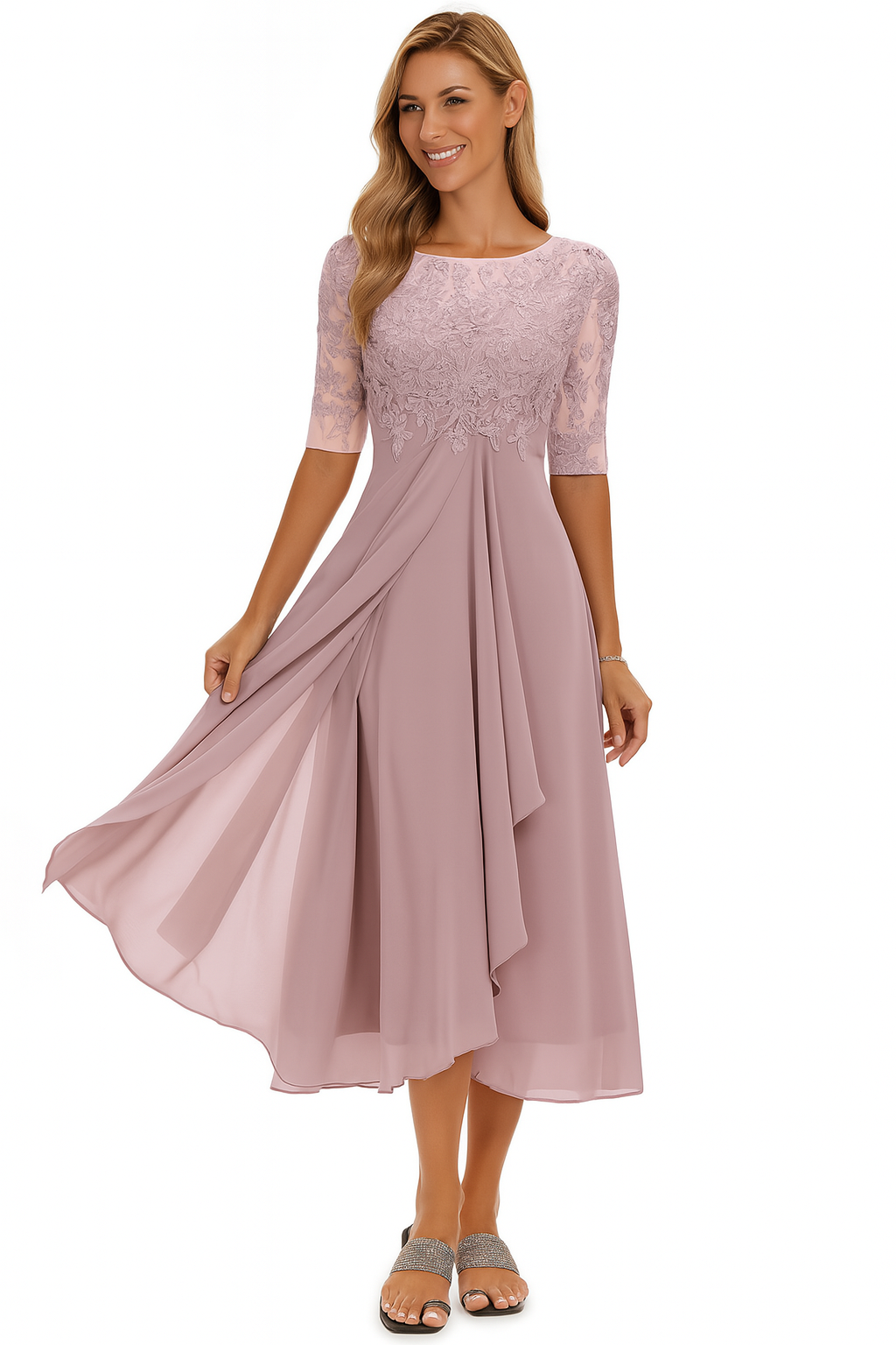 Flared Midi Lace Dress for Women | Perfect for Everyday Wear