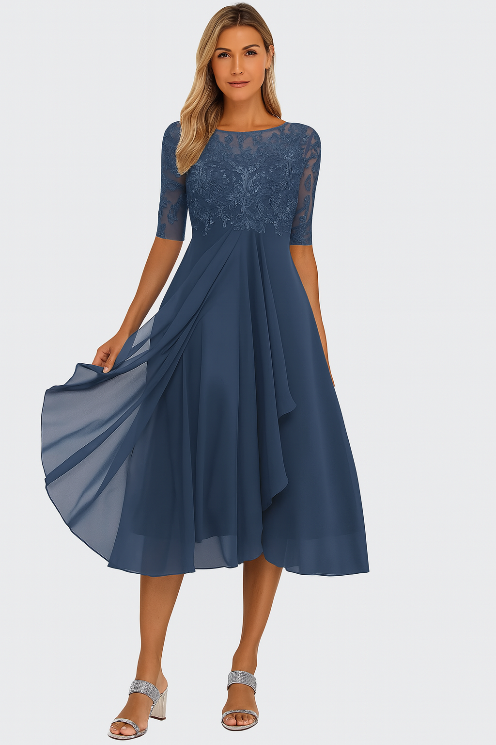 Flared Midi Lace Dress for Women | Perfect for Everyday Wear