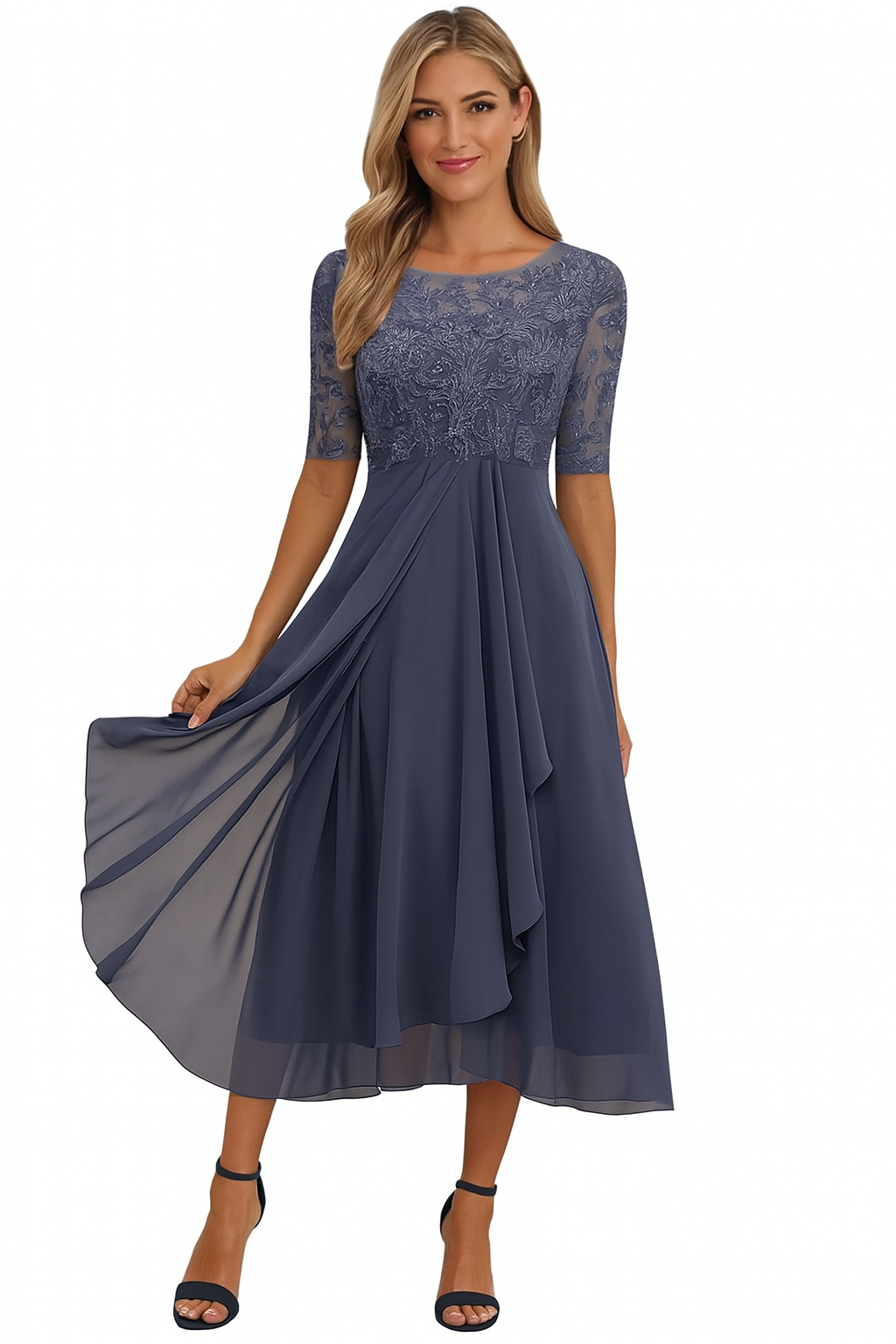 Flared Midi Lace Dress for Women | Perfect for Everyday Wear