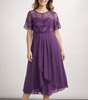 Midi Lace and Chiffon Dress for Women