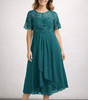 Midi Lace and Chiffon Dress for Women