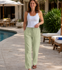 High-Waisted Casual Cotton and Linen Pants for Women