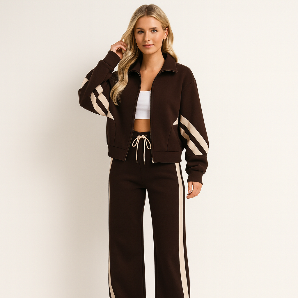 Two-Piece Contrast Sports Set for Women