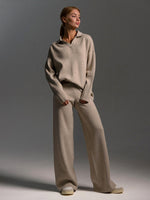Polo Collar Pants Set for Women