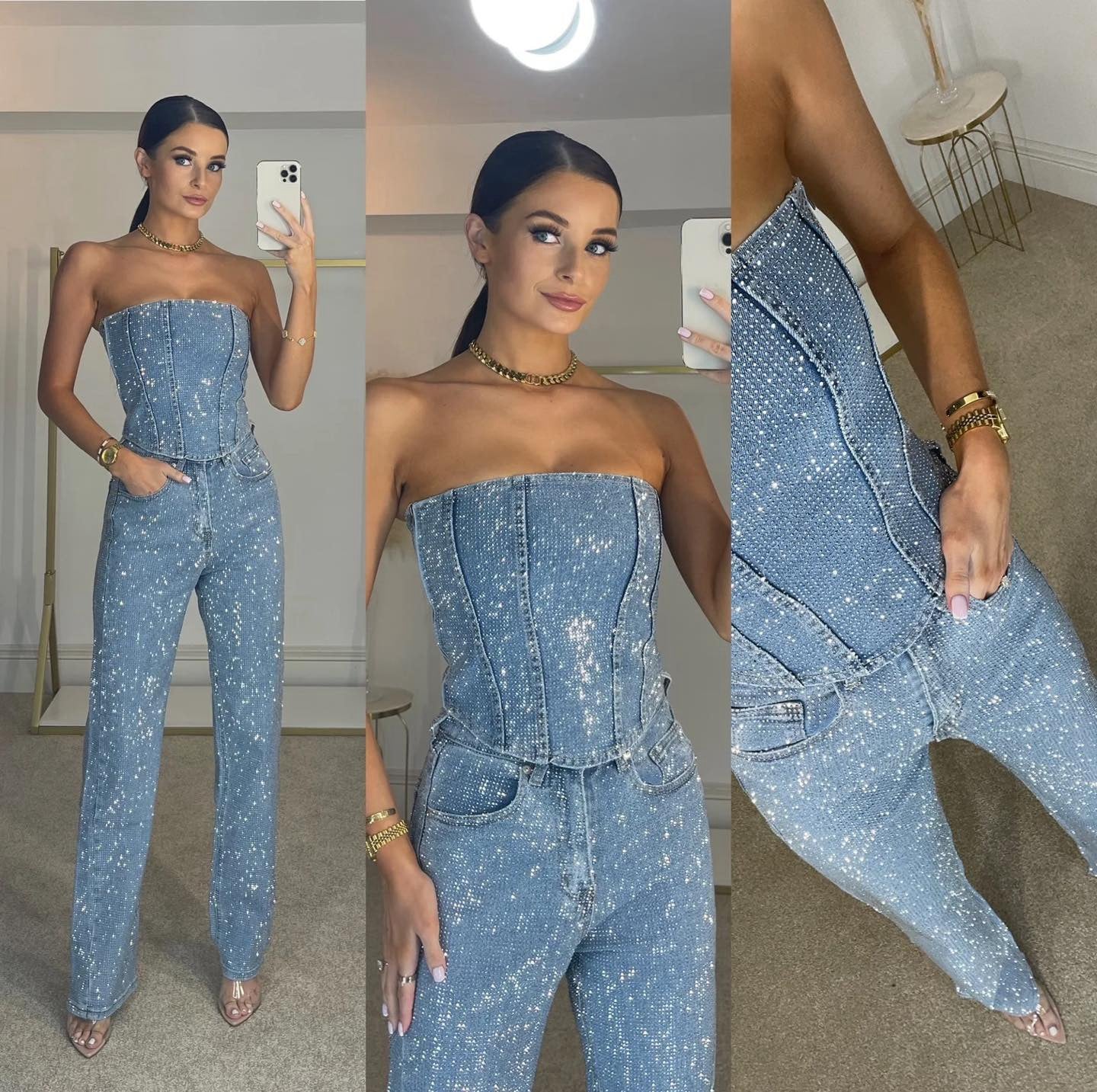 Strapless wide-leg jumpsuit for women