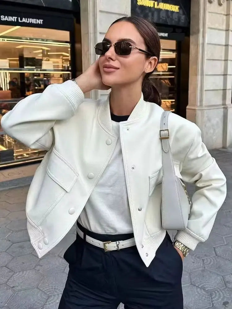 Women's High Collar Bomber Jacket
