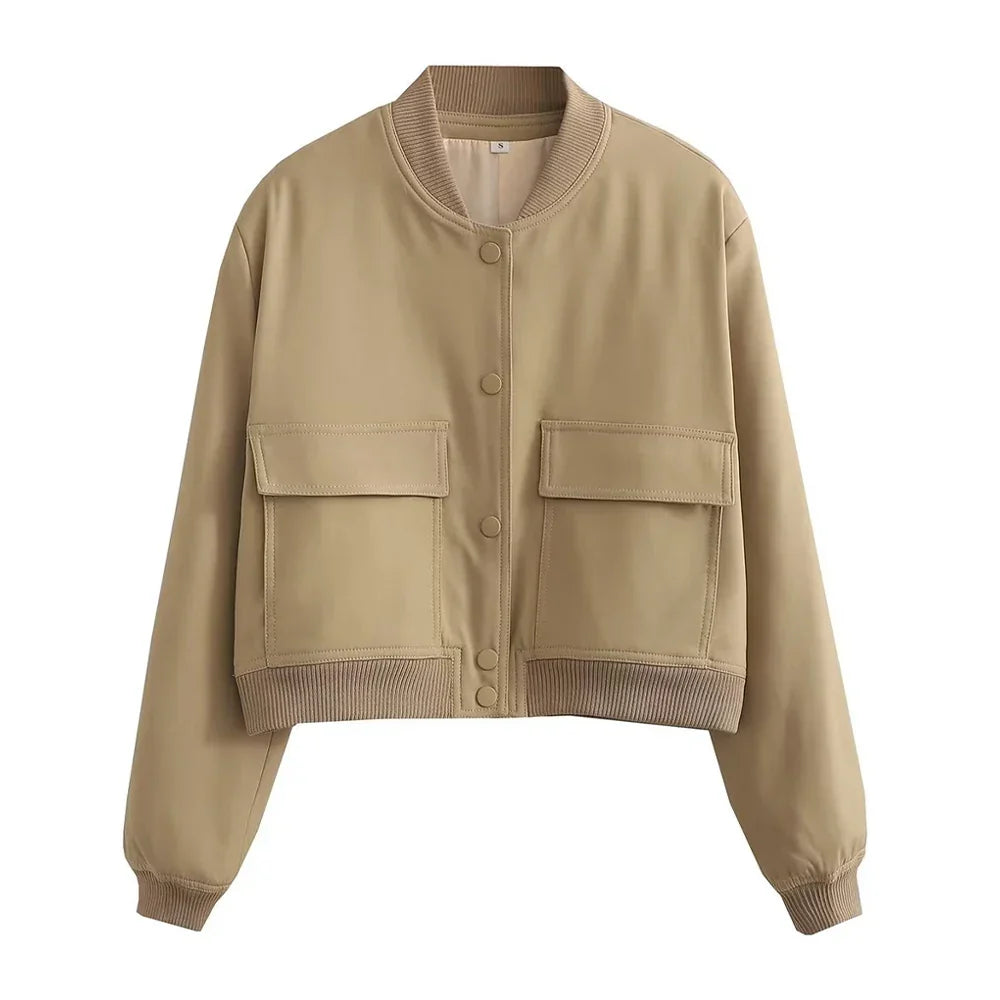 Women's High Collar Bomber Jacket