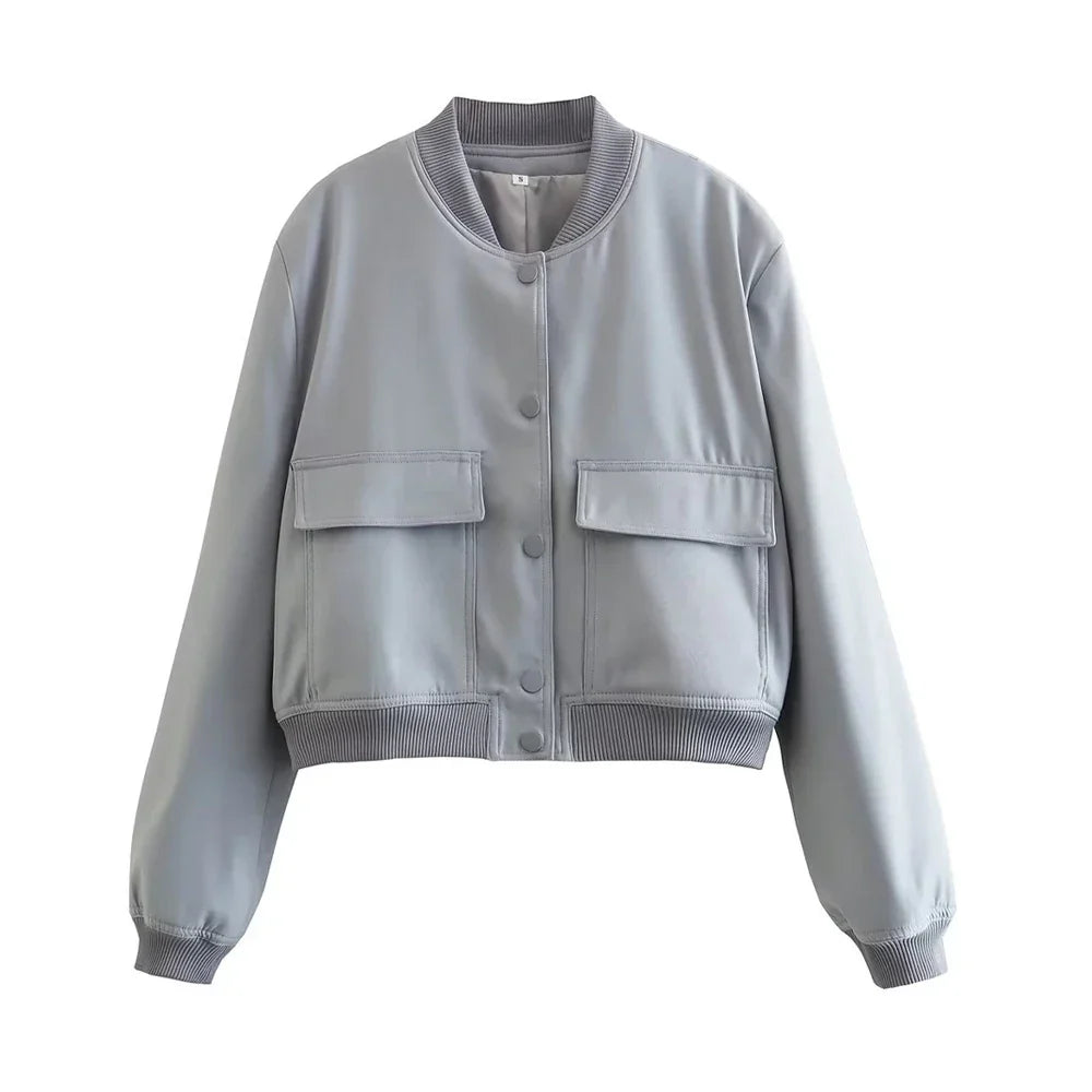 Women's High Collar Bomber Jacket