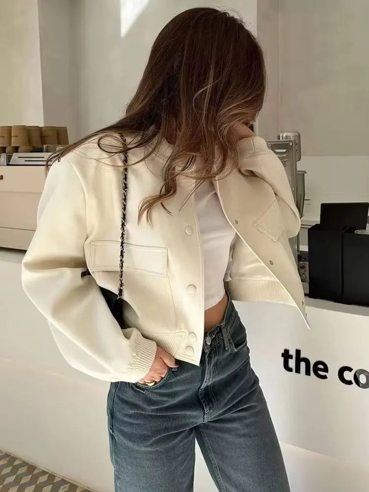 Women's High Collar Bomber Jacket