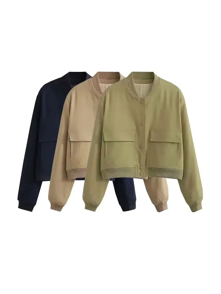 Women's High Collar Bomber Jacket