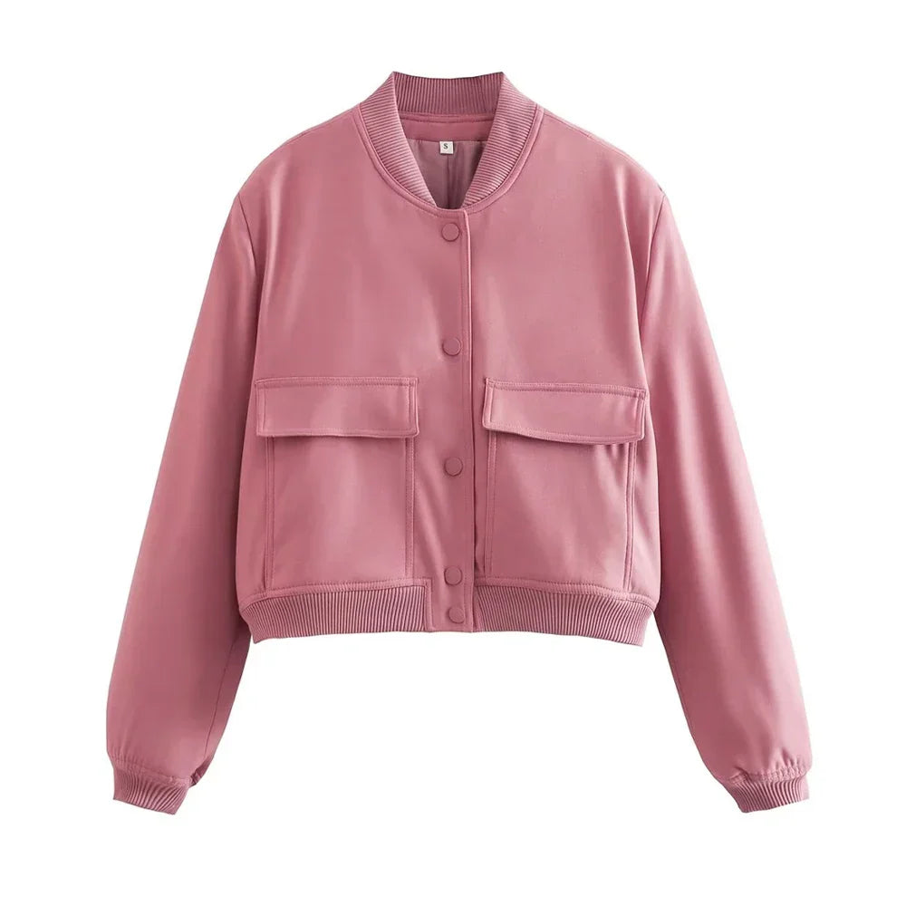 Women's High Collar Bomber Jacket