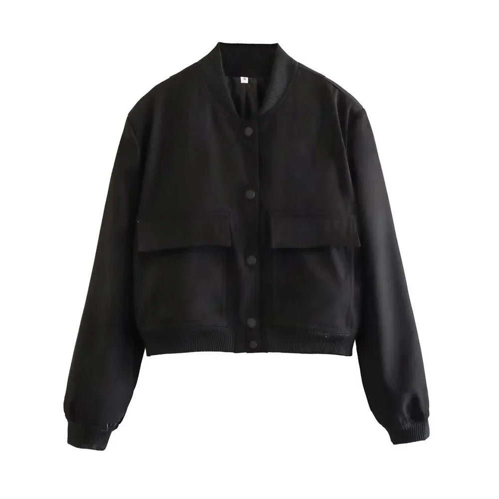Women's High Collar Bomber Jacket