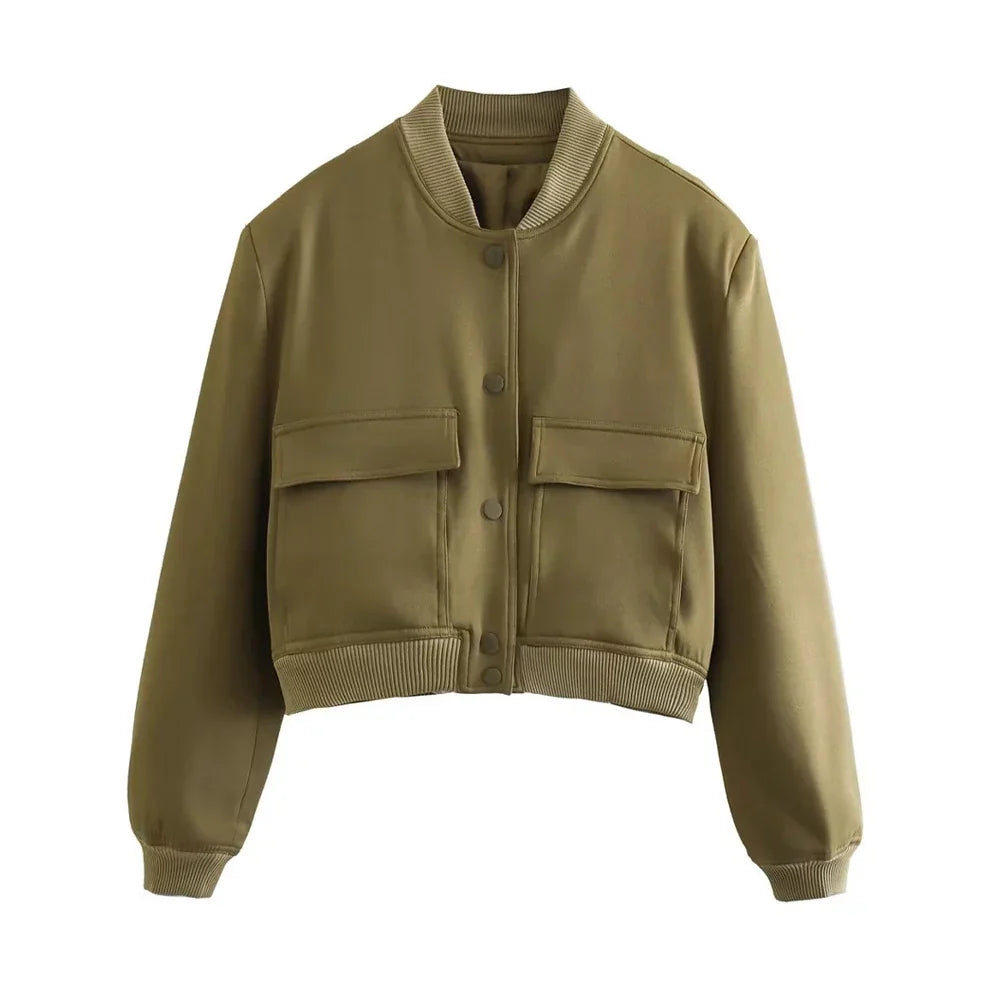 Women's High Collar Bomber Jacket