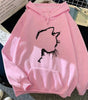 Printed Cat Hoodie in Minimalist Style for Women