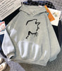 Printed Cat Hoodie in Minimalist Style for Women
