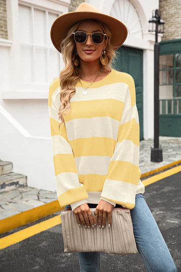Knit pullover with stripes for Women