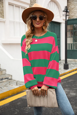 Knit pullover with stripes for Women