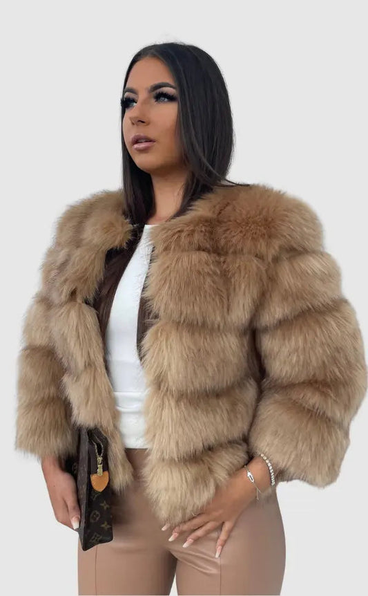 Elegant faux fur coat for women
