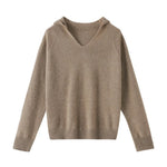 Wool Hoodie with V-Neck for Women