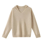 Wool Hoodie with V-Neck for Women