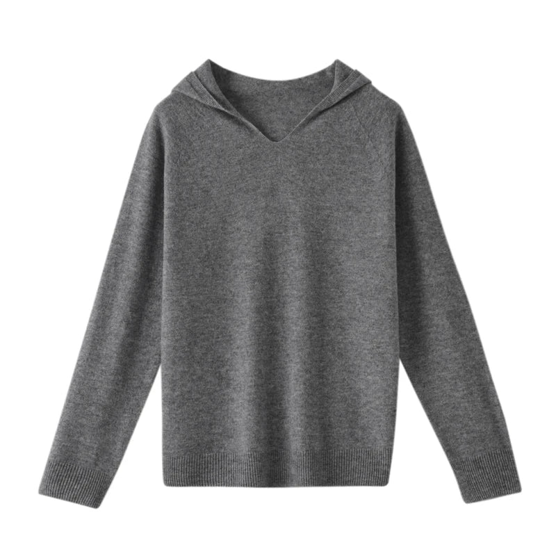 Wool Hoodie with V-Neck for Women