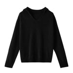 Wool Hoodie with V-Neck for Women