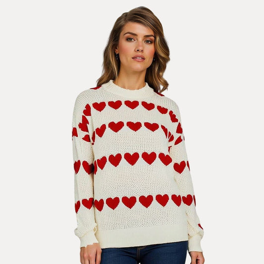 Soft jacquard contrast sweater for women