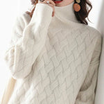 Oversized Twisted Long Sleeve Turtleneck Sweater for Women