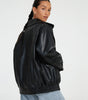 Oversized Leather Bomber Jacket for Women