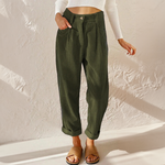 High Waist Corduroy Carrot Cut Pants for Women