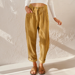 High Waist Corduroy Carrot Cut Pants for Women
