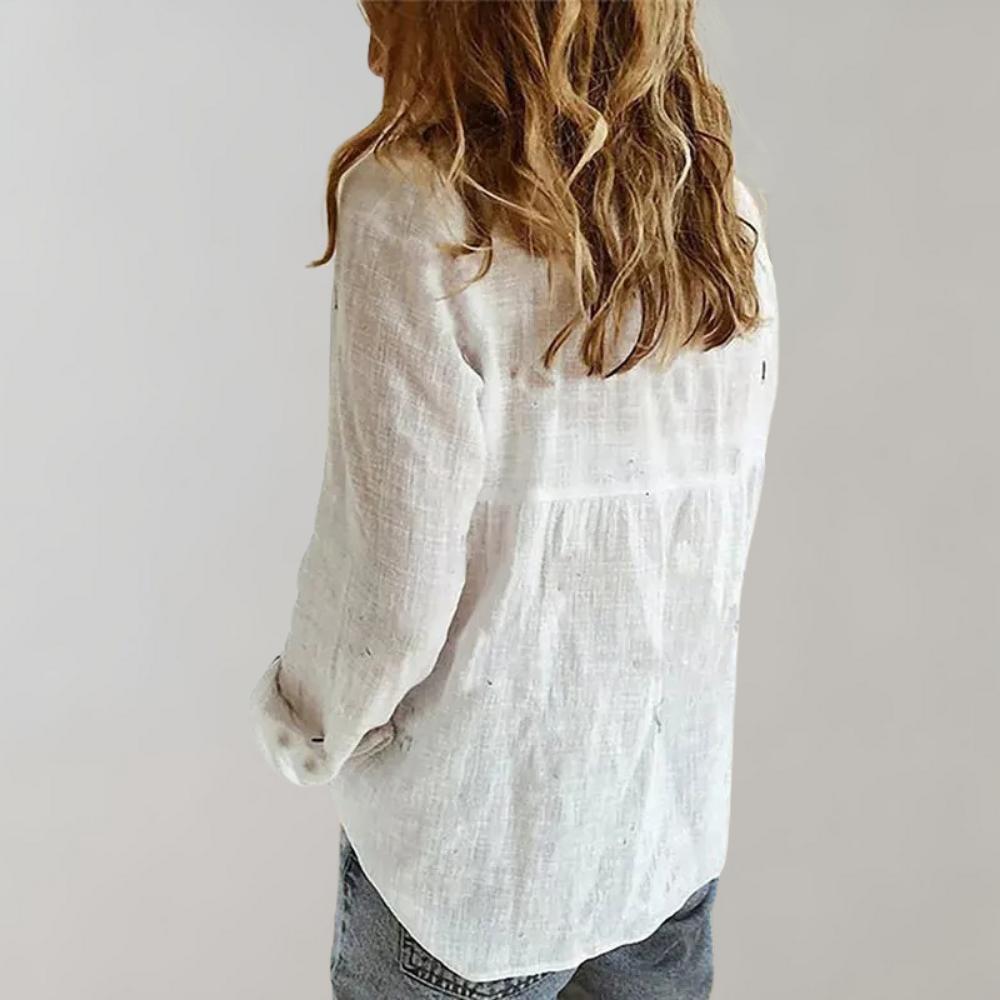 Casual Long-Sleeve Linen Shirt for Women