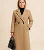 Long Wool Blend Double-Breasted Coat for Women